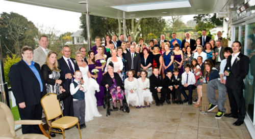 The wedding party and the guests
