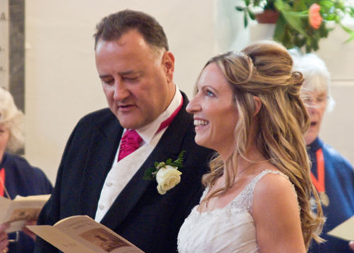 The happy couple during the ceremony