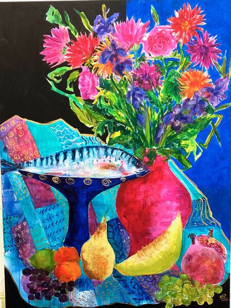 Still Life with Indian Cloth 102 x 76 cms 2025