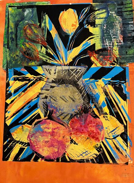 Still Life with Gold Vase and Still Life plus Green Man. £400