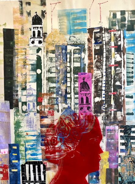 It started with a thought ; Cities. 90 x 70 cms 2025. £850