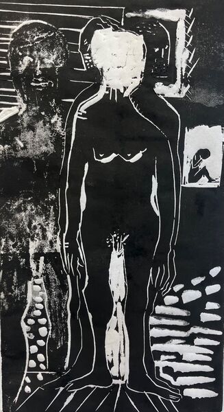 The Disappearing Woman. 21 x 38 cms 2025