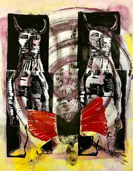 The Fall of Icarus . Monoprint. 2019. 30 x 60 cms £500