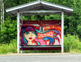 Graffiti in bus stop shelter