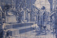 Portuguese blue tile mural