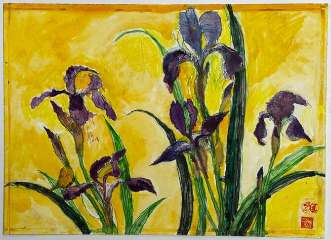 Butterfly and Irises