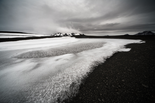 Snow on Black Lava Landscape No 2