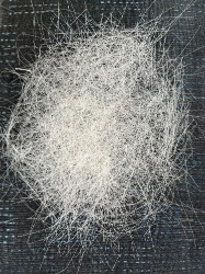 2022, pigment & threads on silk, 