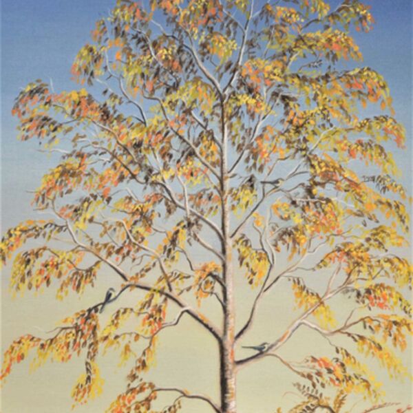 Autumn Tree, will long tailed tit birds, by Iain Will Artist.
