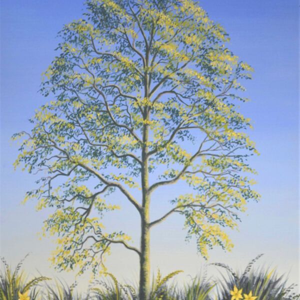 Spring Tree, a tree with daffodils, a painting by Iain Will Artist.