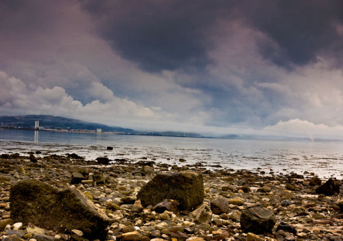 Swansea Bay in the mist and rain