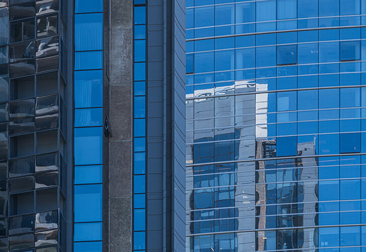 Refelctions in Blue Glass