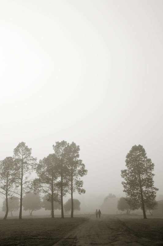 walking in New Norcia morning mist