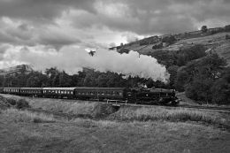 80002 climbes the valley in the rain and mist.