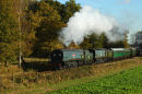 34007 Wadebridge leading 34081 92 Squadron near the summit of Freshfield Bank.