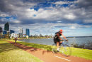 Cyclists along Swan River, Perth