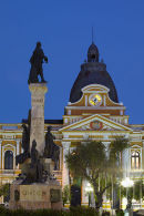 Plaza Pedro Murillo at dusk, La Paz