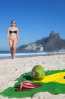 Woman on Ipanema beach, Rio de Janeiro, Brazil