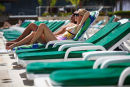 Couple at Sheraton Hotel pool, Rio de Janiero