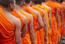 Monks in line, Phnom Penh, Cambodia