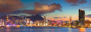 Hong Kong Island and Tsim Sha Tsui skylines at sunset, Hong Kong