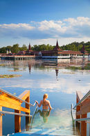 Woman at Heviz thermal lake, Hungary