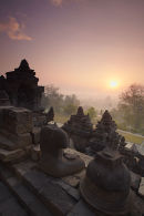 Borobudur temple at sunrise, Java