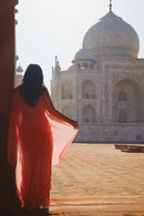 Woman in sari at Taj Mahal, India