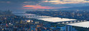 View of Osaka at sunset, Japan