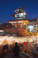 Light trails through Durbar Square, Kathmandu
