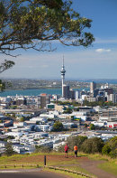 Couple enjoying view of Auckland from Mount Eden