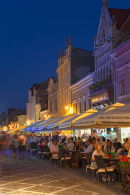 Outdoor cafes at dusk, Brasov