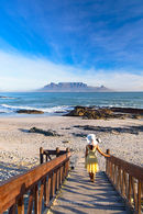 Woman on Bloubergstrand, Cape Town, South Africa