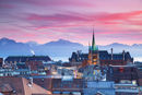 View of Lausanne at sunset, Switzerland