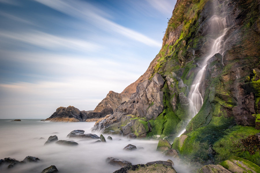 tresaith waterfall landscape