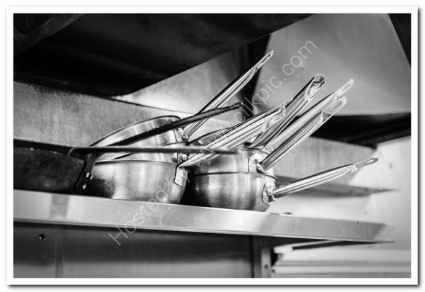 Hotel kitchen pan shelf