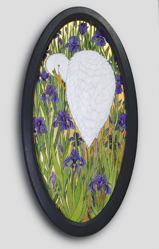 Egret & Irises