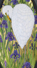 Egret & Irises [Detail]
