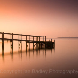 Mudeford Harbour pontoon at dawn, Dorset, England