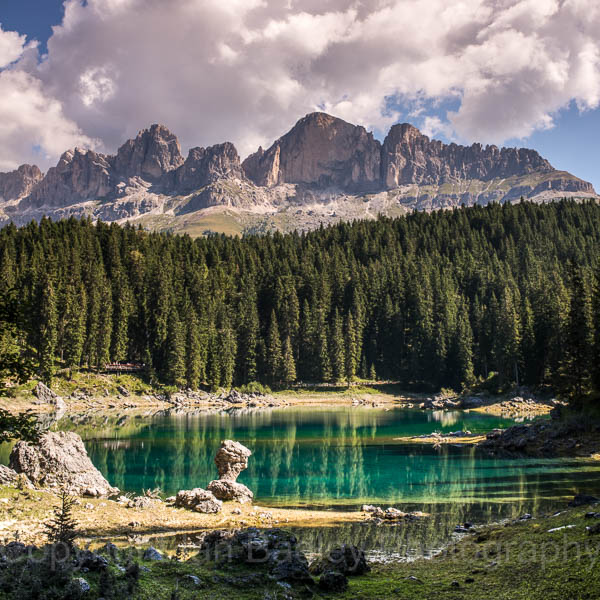 129 Emerald lake and mountains, Dolomites, Italy