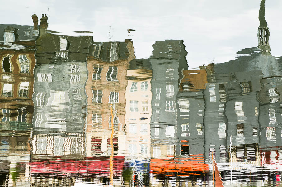 Reflection of the old port of Honfleur, Normandy, France