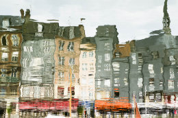 Reflection of the old port of Honfleur, Normandy, France