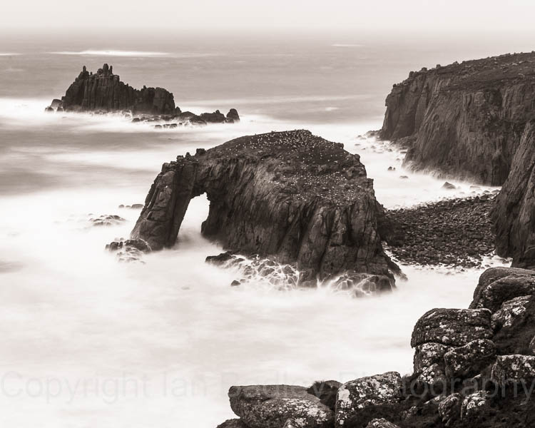 Rough sea at Enys Dodman , Land's End, Cornwall