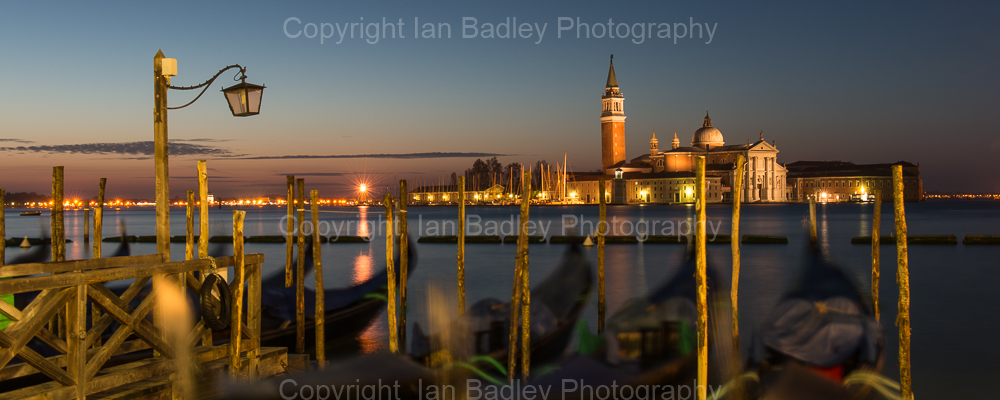 195 - Dawn twilight over gondola and Saint Georgio, Venice, Italy-2