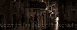Venice canal at night, Italy