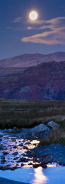 Moon rise over Honister Pass, Lake District National Park, Cumbria, England