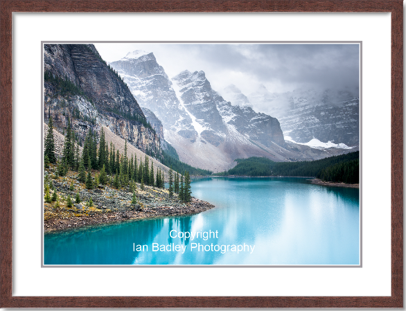 Snow clouds over Moraine Lake, Canada