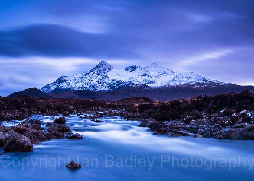 Long exposure over the River Sligachan and Cuillins, Isle of Skye, Scotland