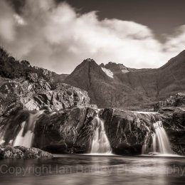 Three waterfalls at the Fairy Pools, Isle of Skye, Scotland