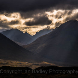 Sunshafts through the Cuillin mountains, Isle of Skye, Scotland